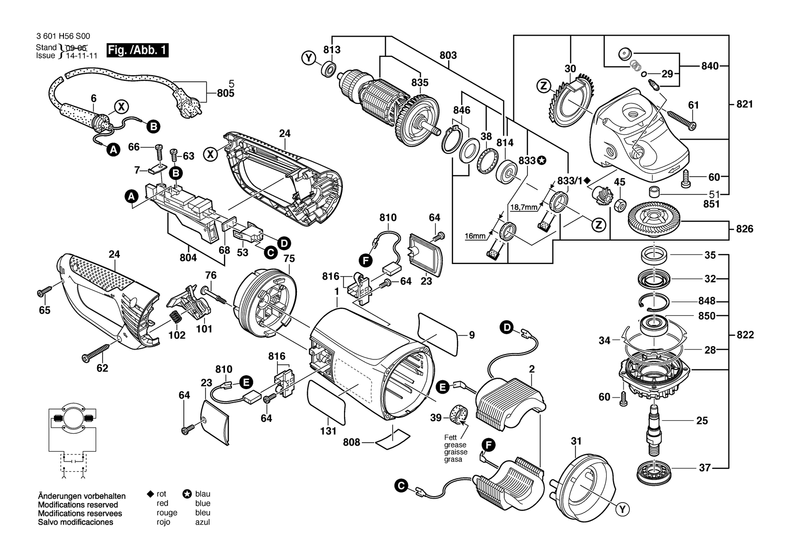 Bosch GWS 26-230 JBV parts diagram, sheet 1