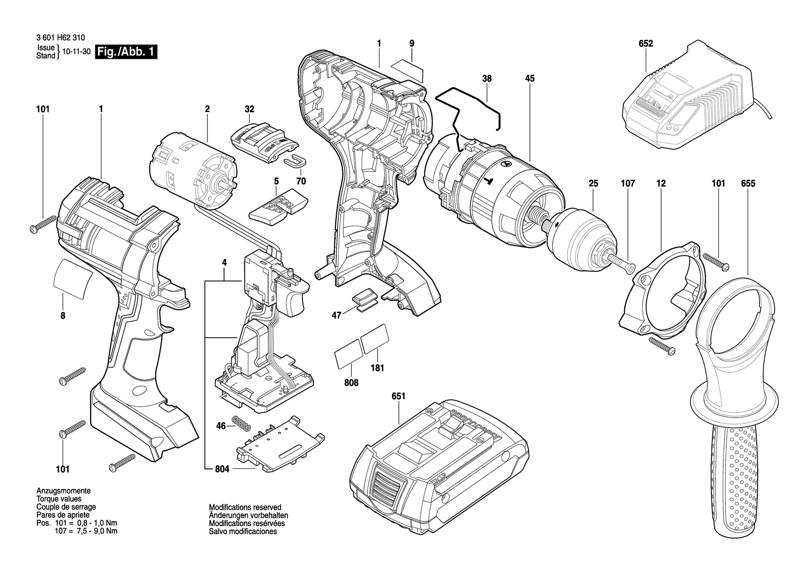 Bosch HDH181 parts diagram, sheet 1