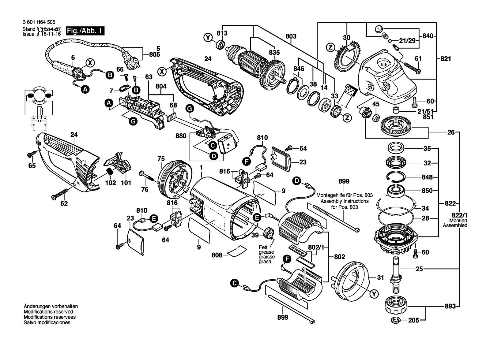 Bosch GWS 24-230 JVX parts diagram, sheet 1
