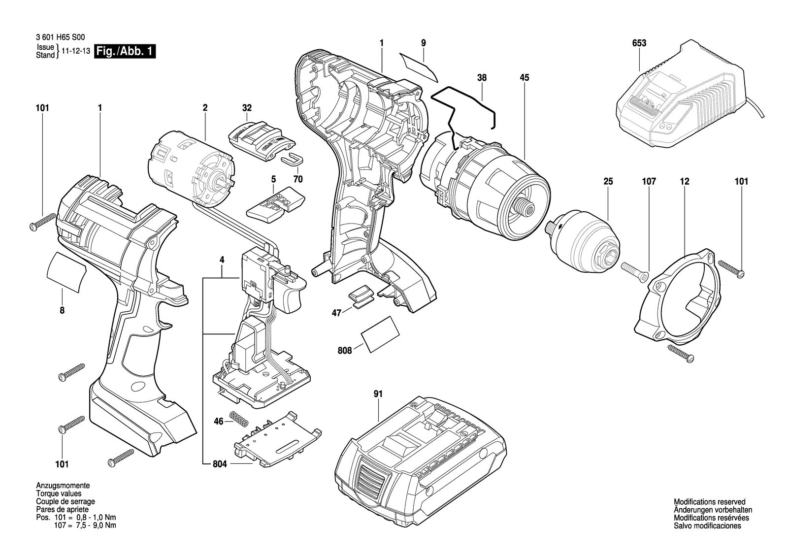 Bosch HDI 246 parts diagram, sheet 1