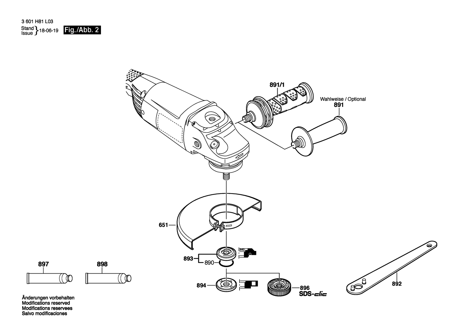 Bosch GWS 22-180 H parts diagram, sheet 2