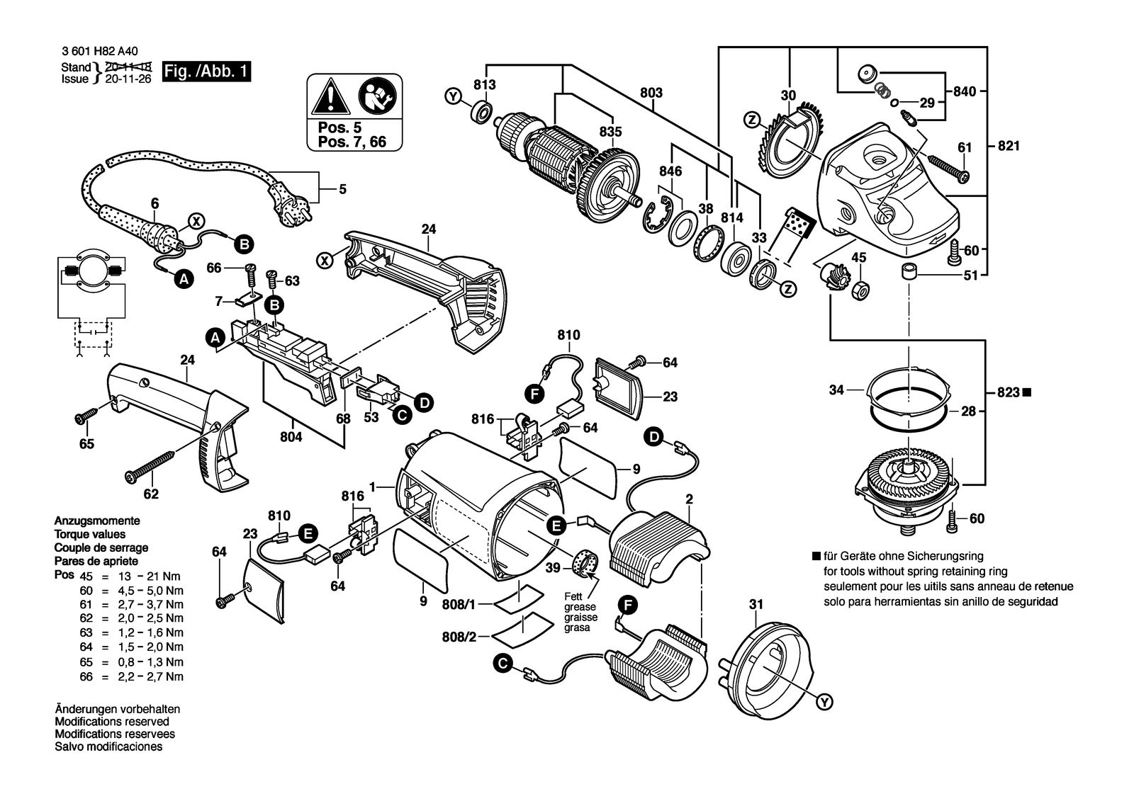 Bosch GWS 22 parts diagram, sheet 1