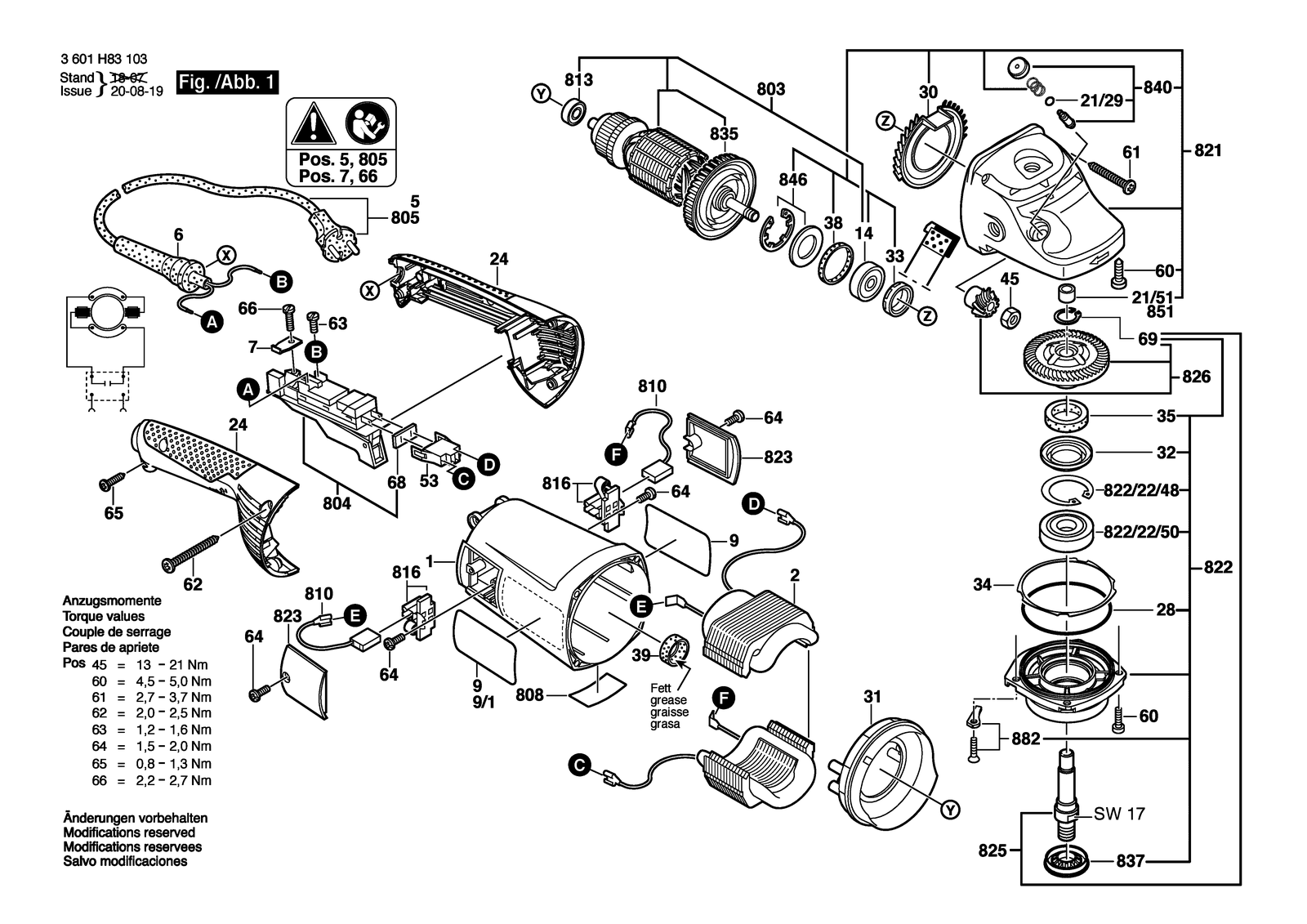Bosch GWS 24-230 H parts diagram, sheet 1