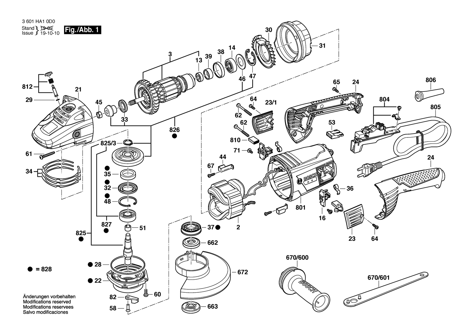 Bosch GWS 22-180 parts diagram, sheet 1