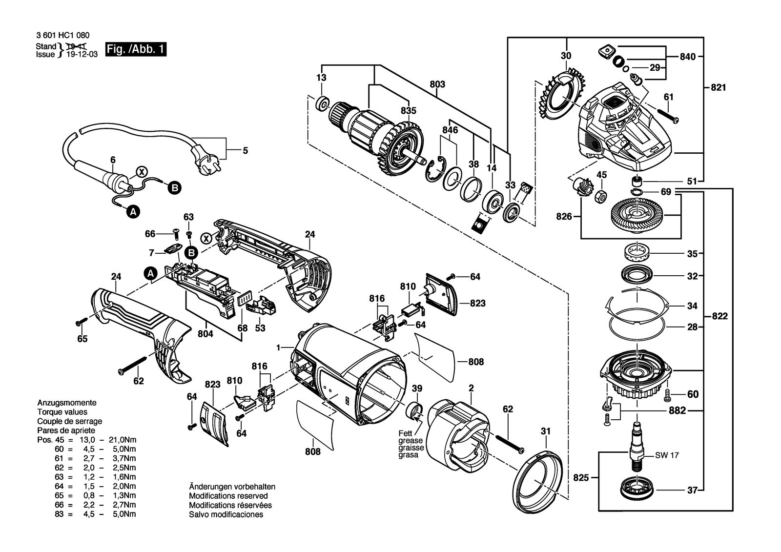 Bosch GWS 20-230 J parts diagram, sheet 1