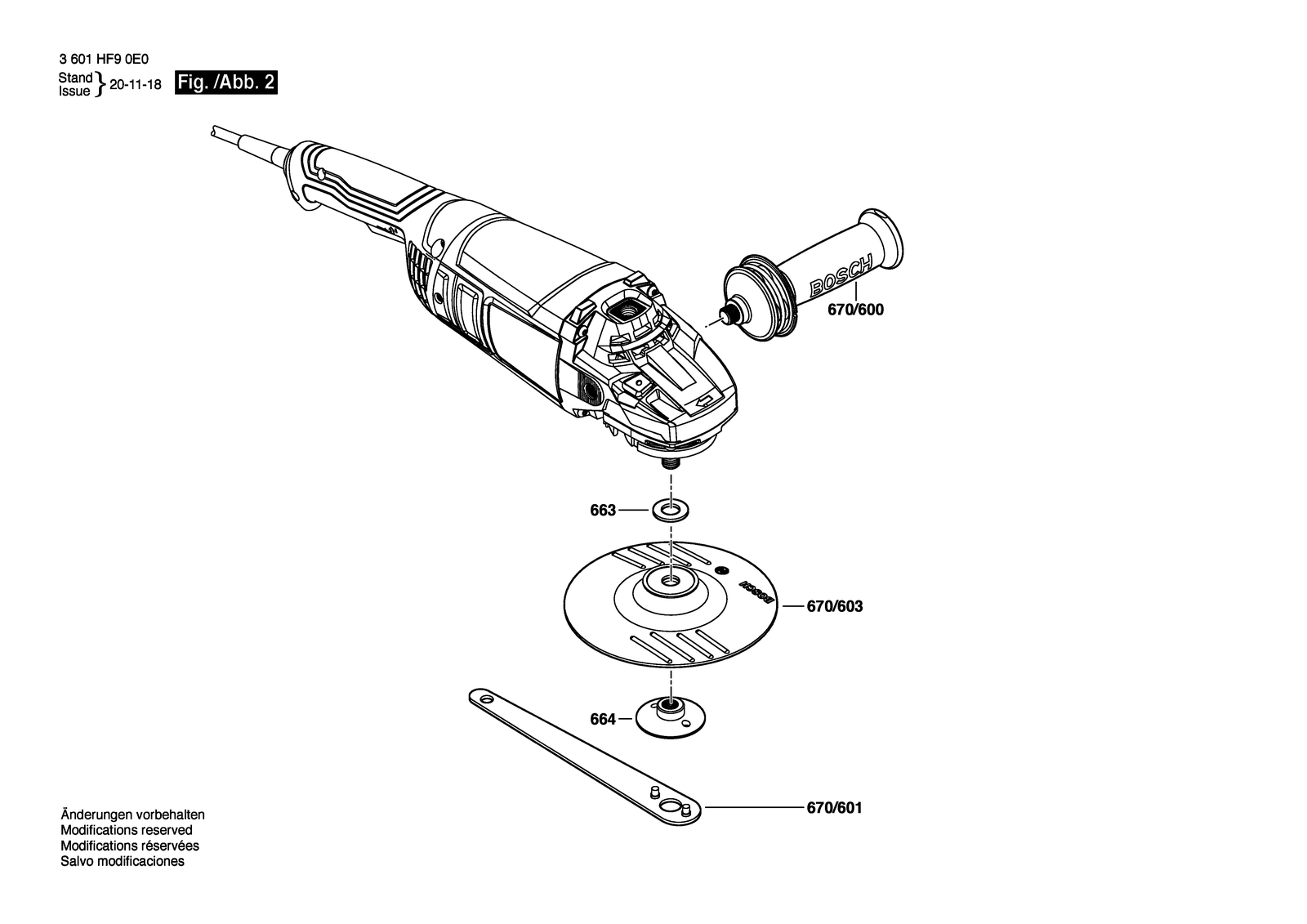 Bosch GWS 22 U parts diagram, sheet 2