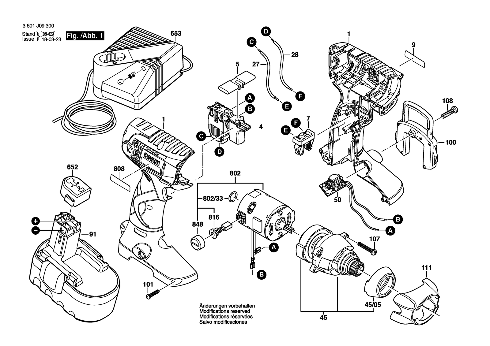 Bosch GDR 18 V parts diagram, sheet 1