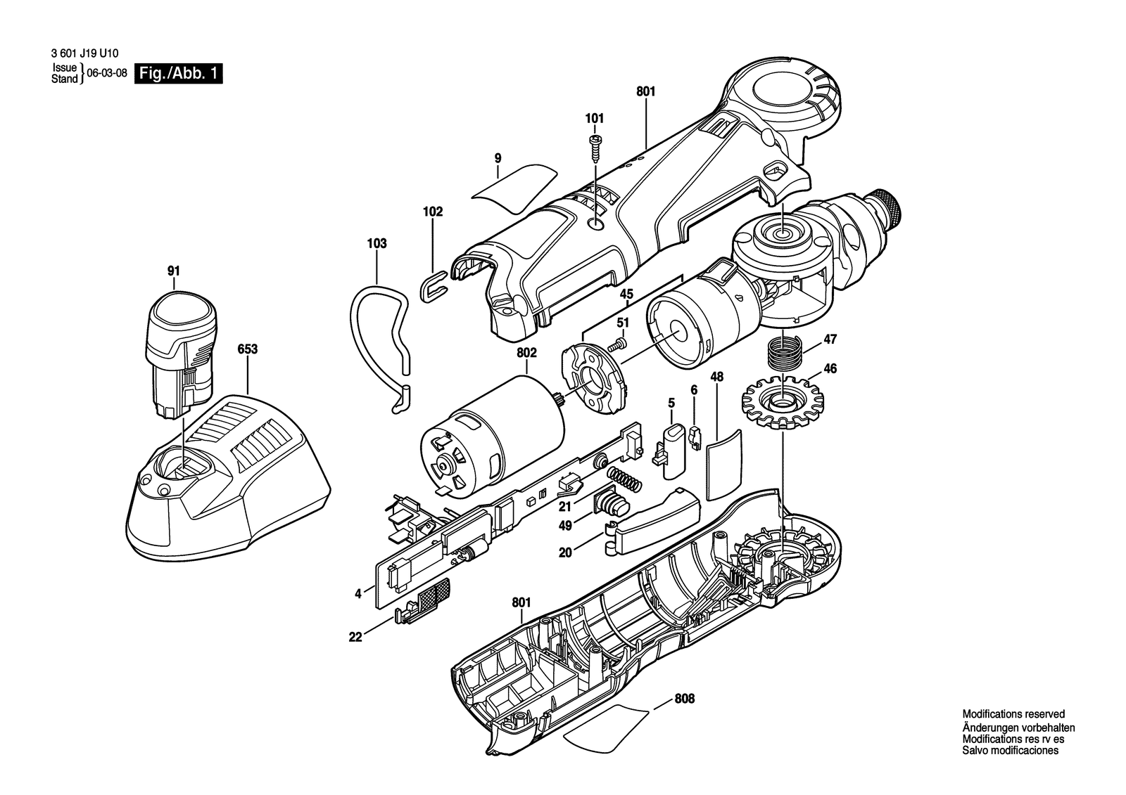 Bosch PS10 parts diagram, sheet 1