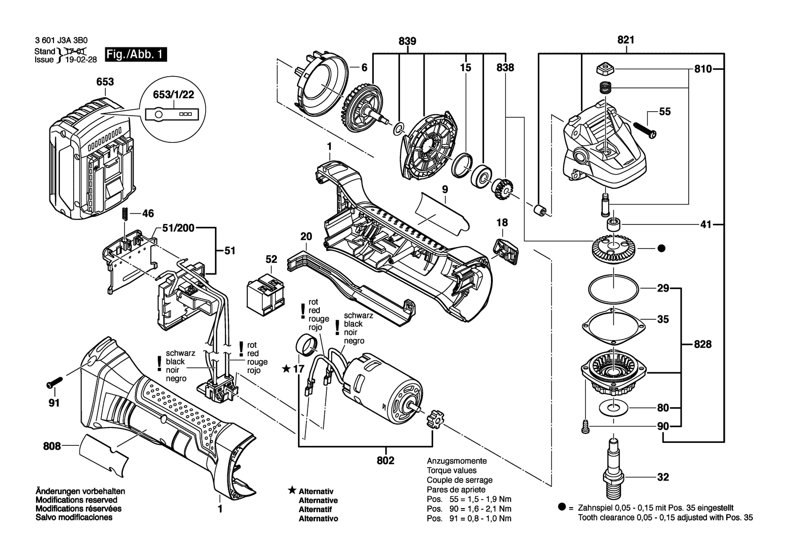 Bosch GWS 18 V-LI parts diagram, sheet 1