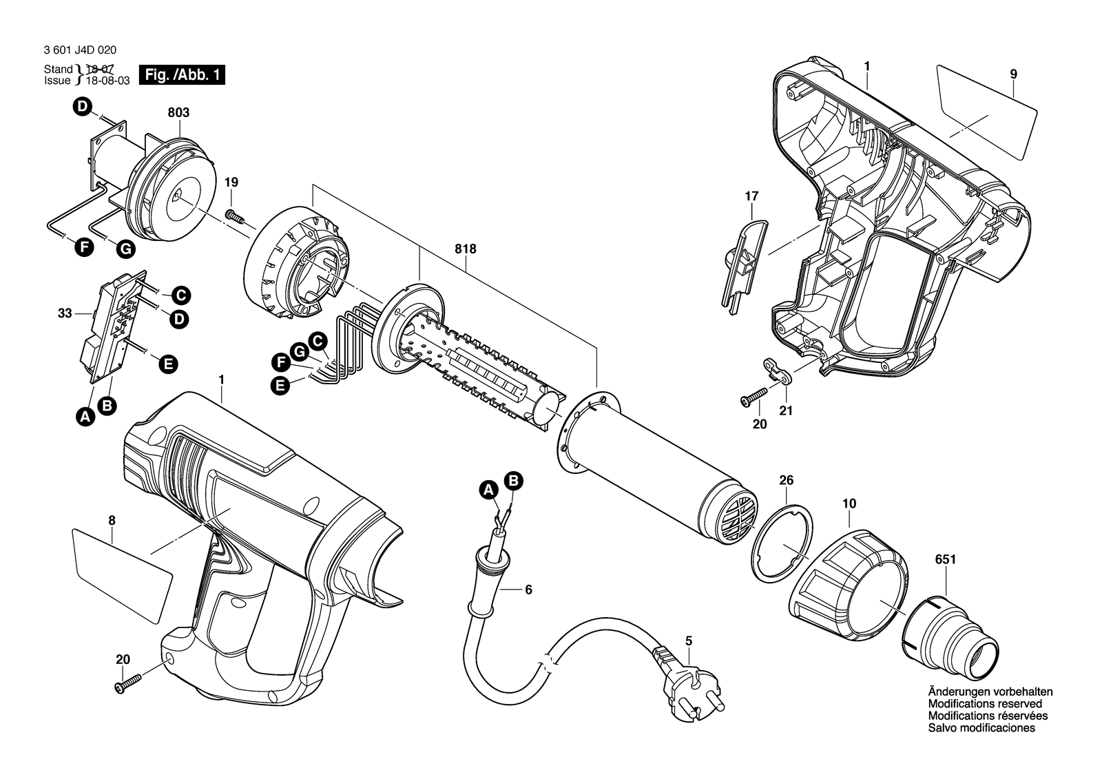 Bosch GHG 180 parts diagram, sheet 1