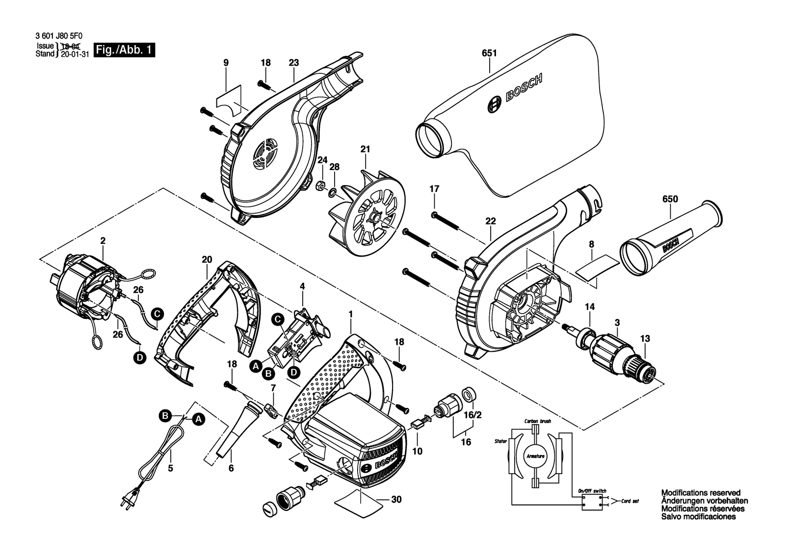 Bosch GBL 620 parts diagram, sheet 1