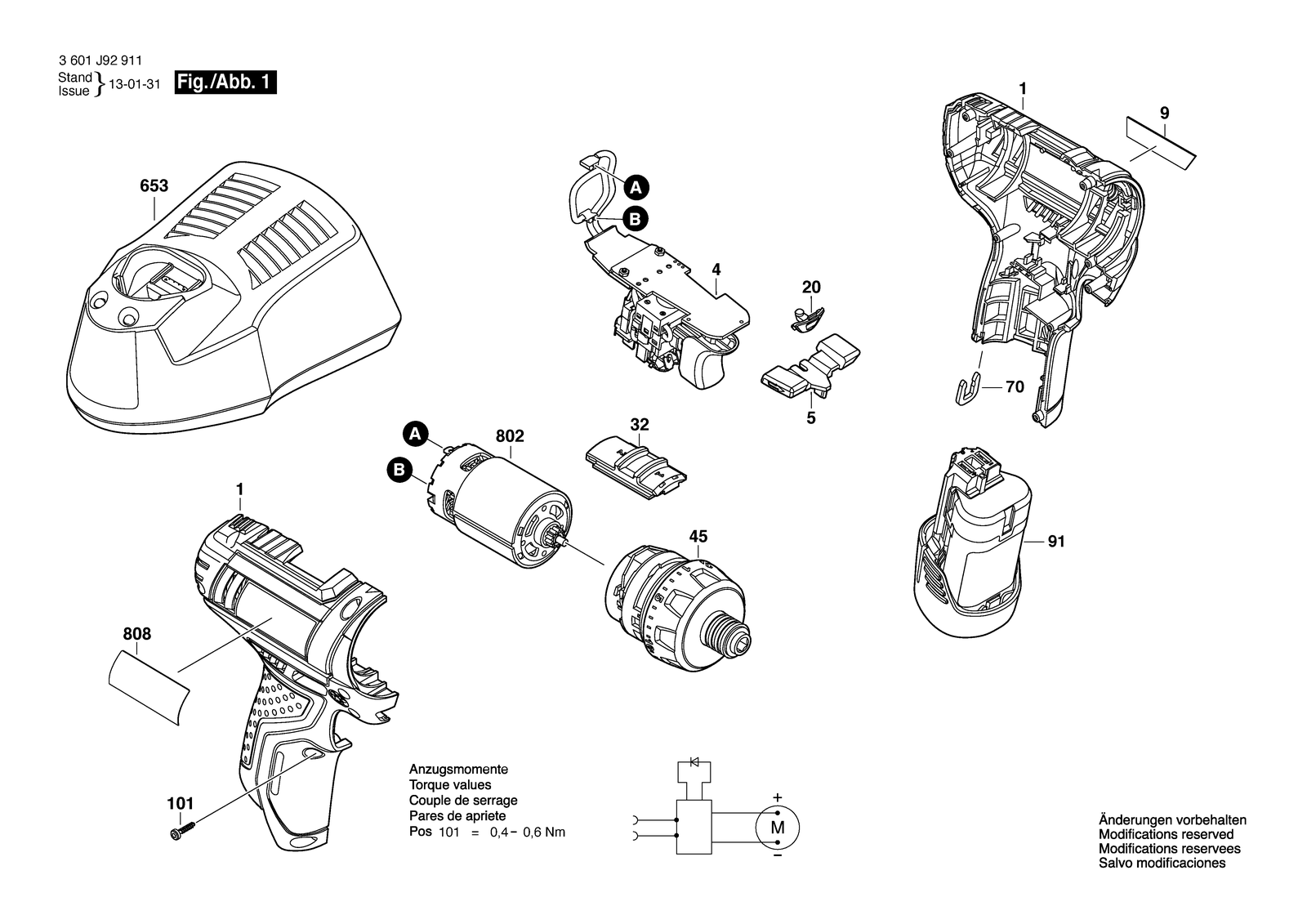 Bosch PS21 parts diagram, sheet 1