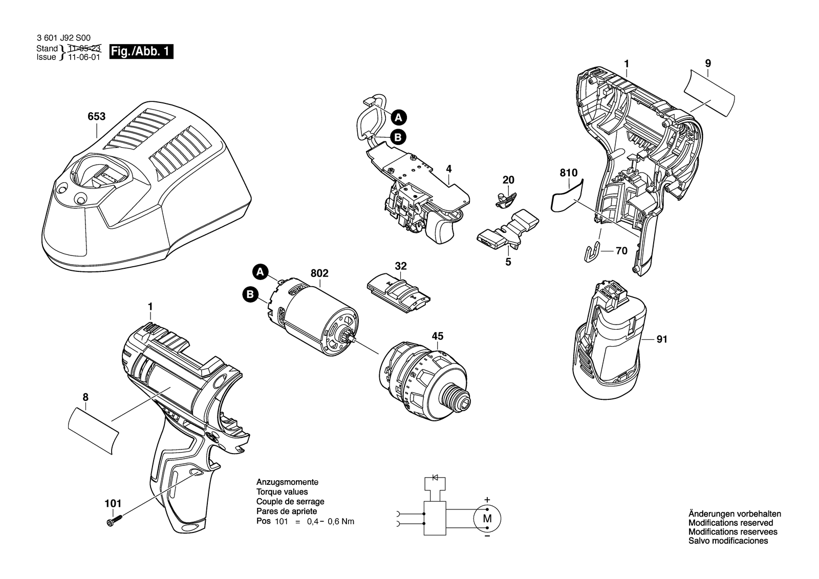 Bosch SDI 105 parts diagram, sheet 1