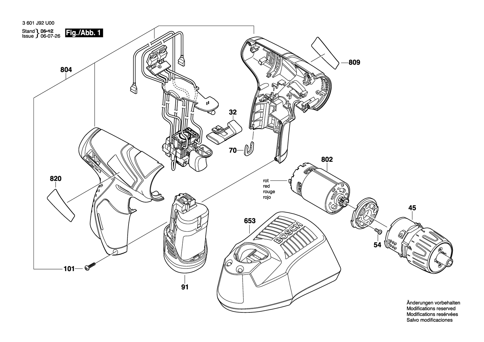 Bosch GSR 10,8 V-LI parts diagram, sheet 1