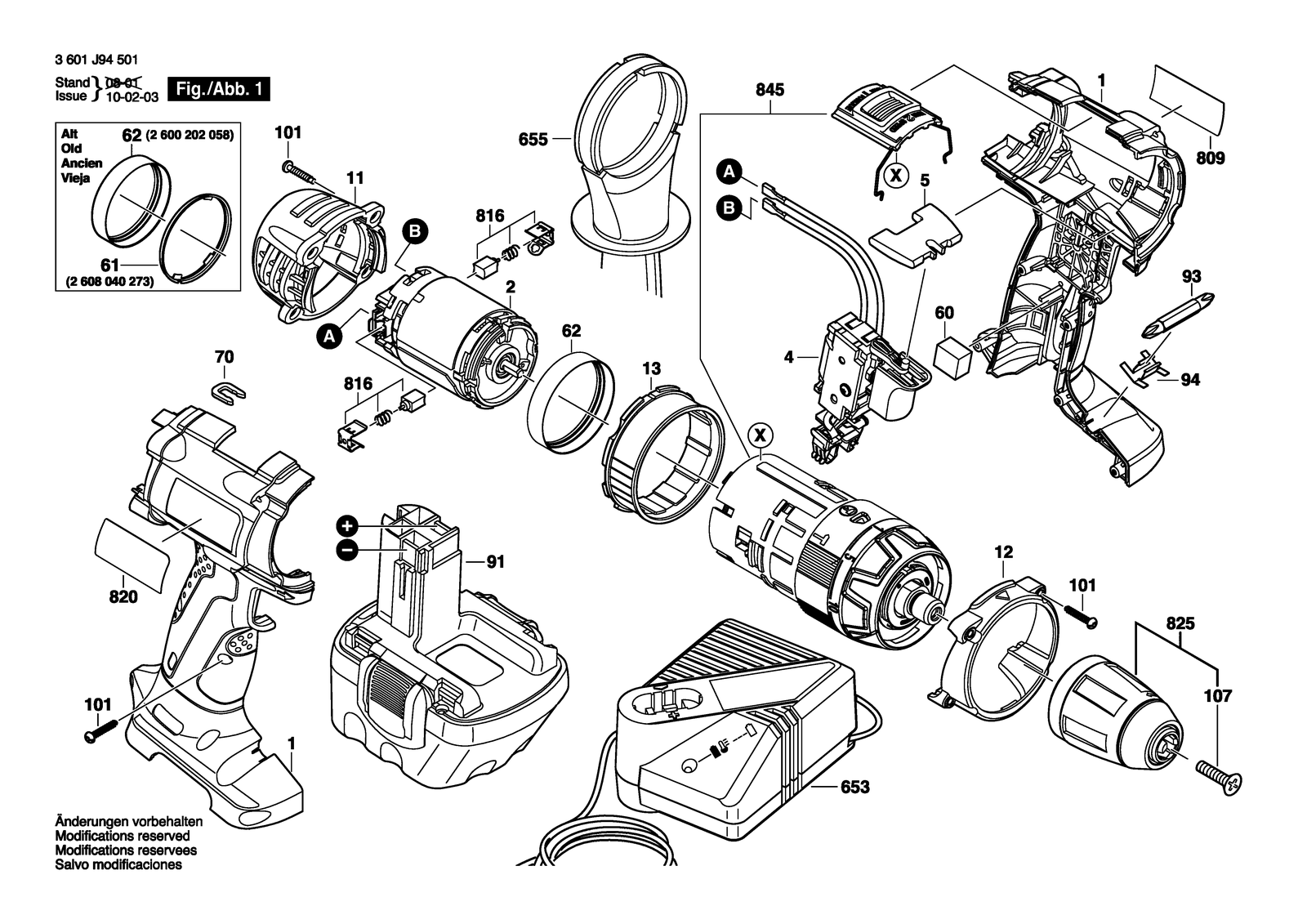 Bosch GSB 12 VE-2 parts diagram, sheet 1