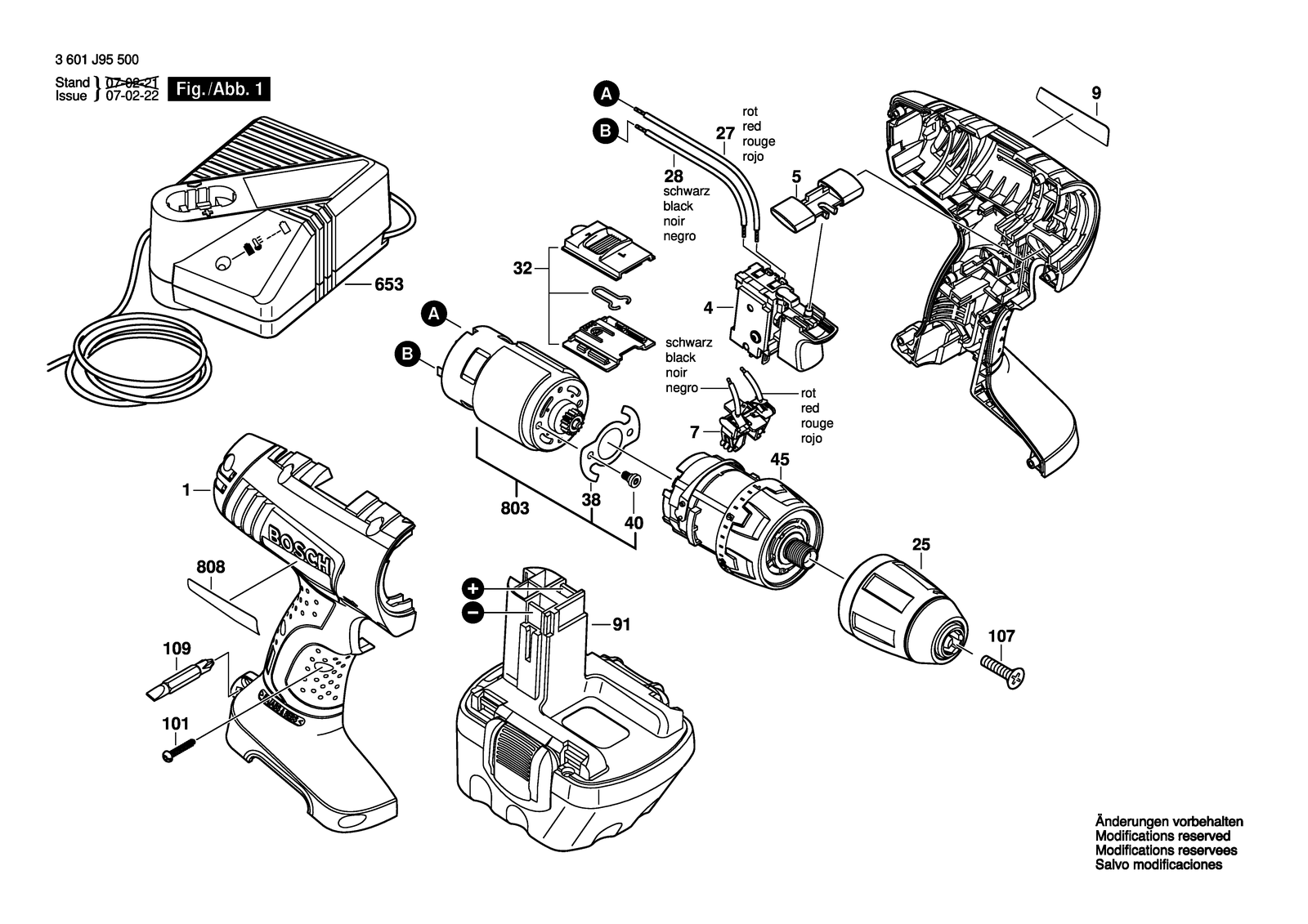 Bosch GSR 12 V parts diagram, sheet 1