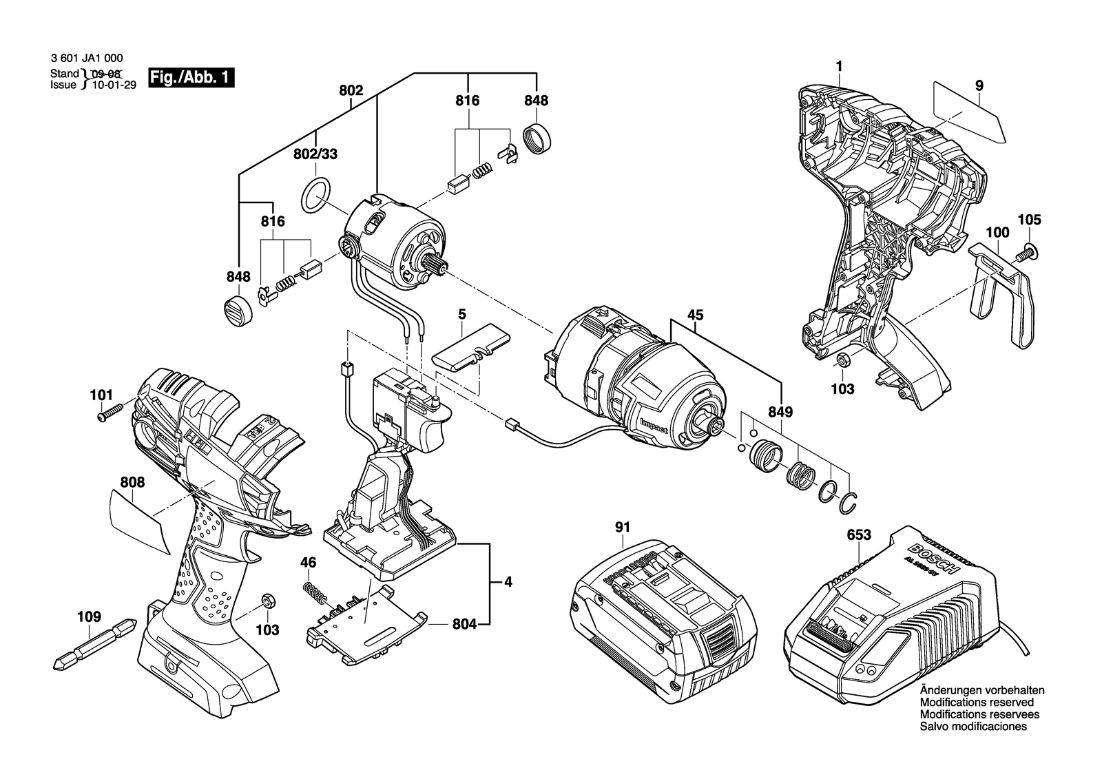 Bosch GDR 18 V-LI MF parts diagram, sheet 1
