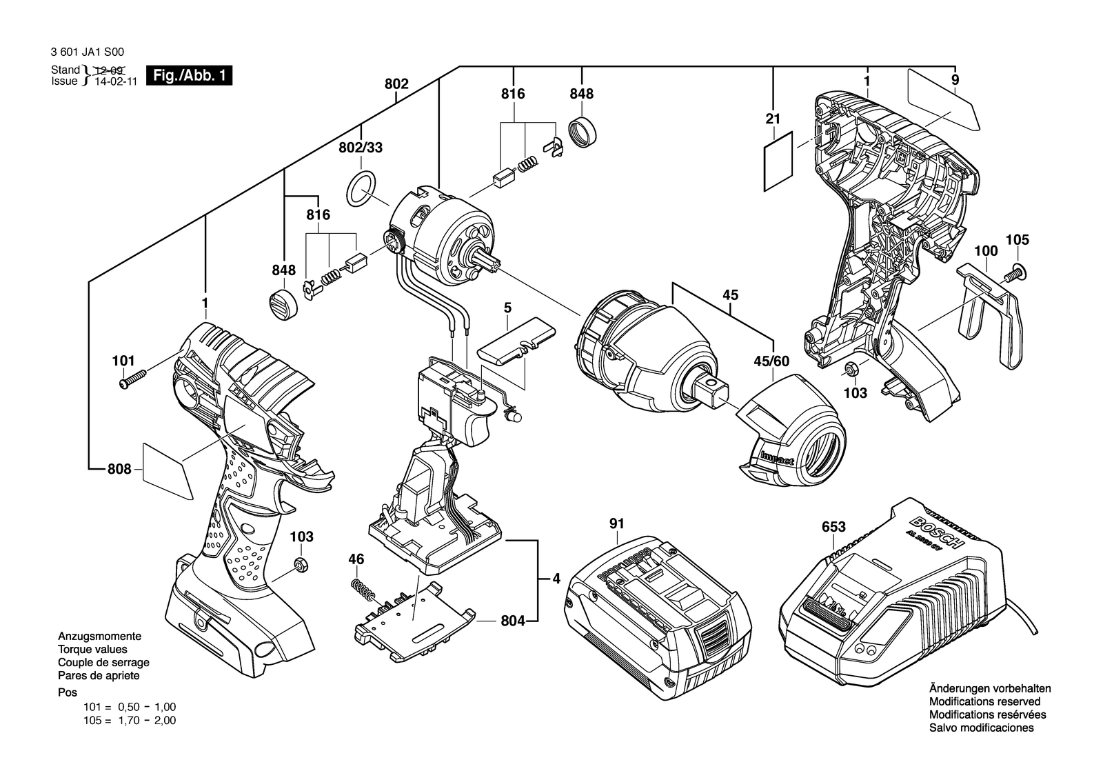 Bosch GDS 18 V-LI parts diagram, sheet 1