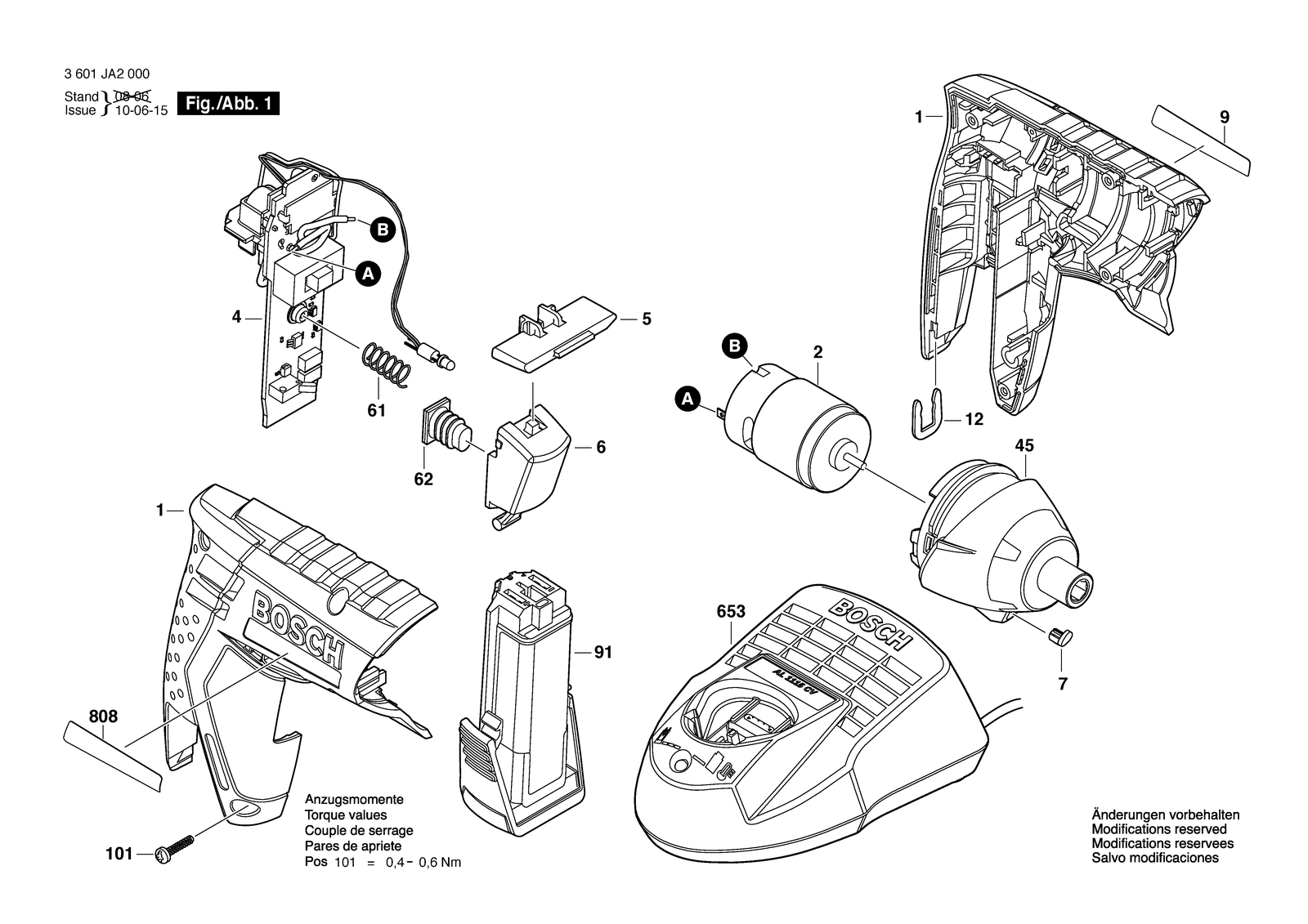 Bosch SPS10 parts diagram, sheet 1