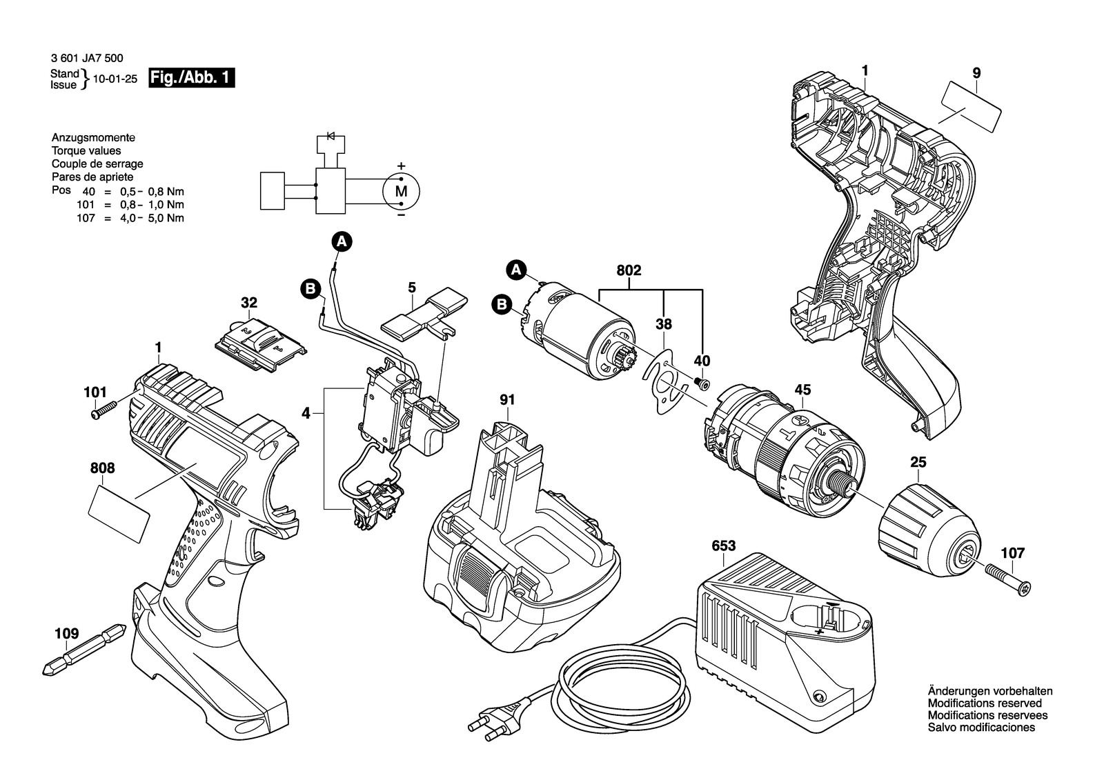 Bosch GSB 12-2 parts diagram, sheet 1
