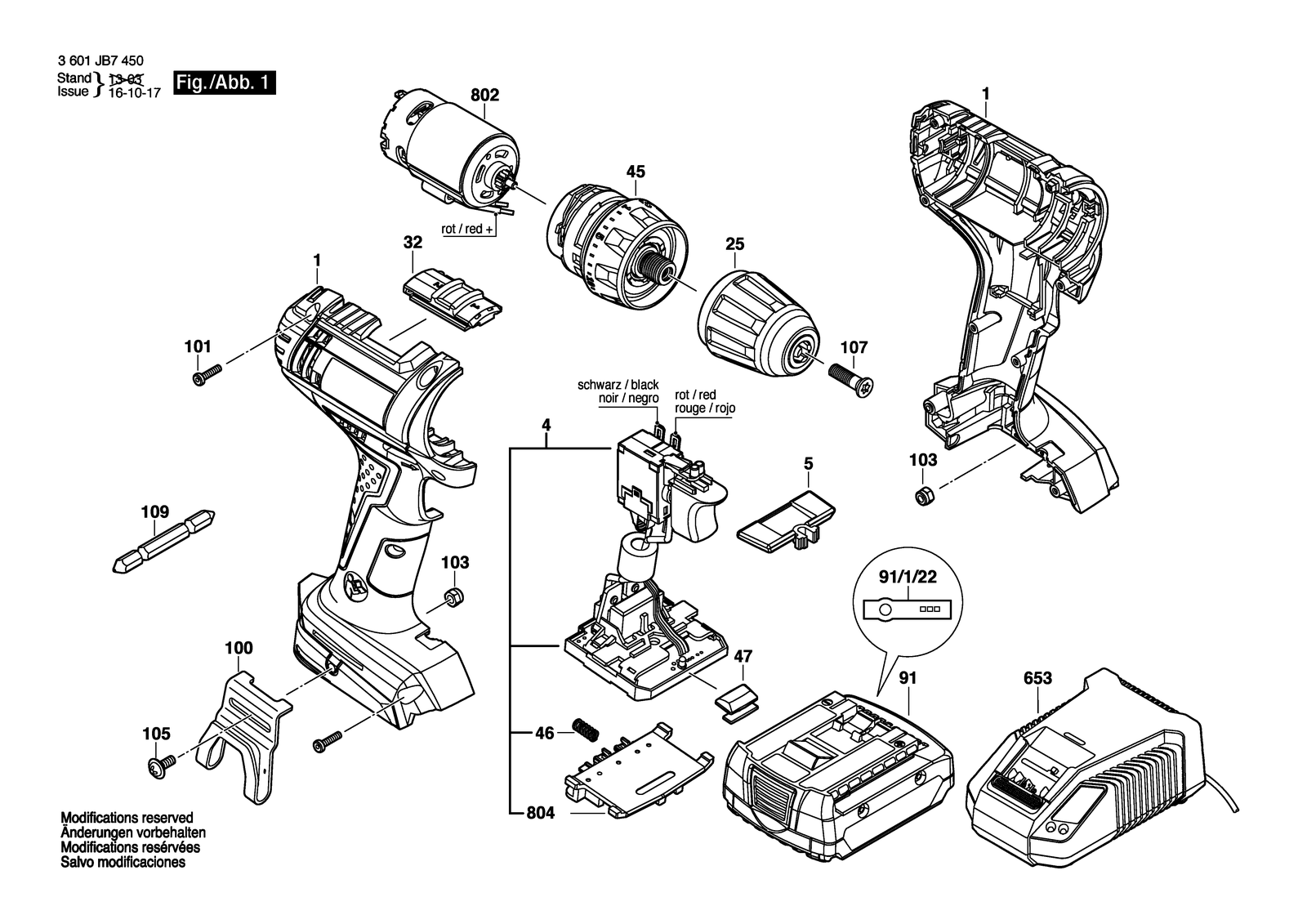 Bosch GSR 14,4-2-LI parts diagram, sheet 1