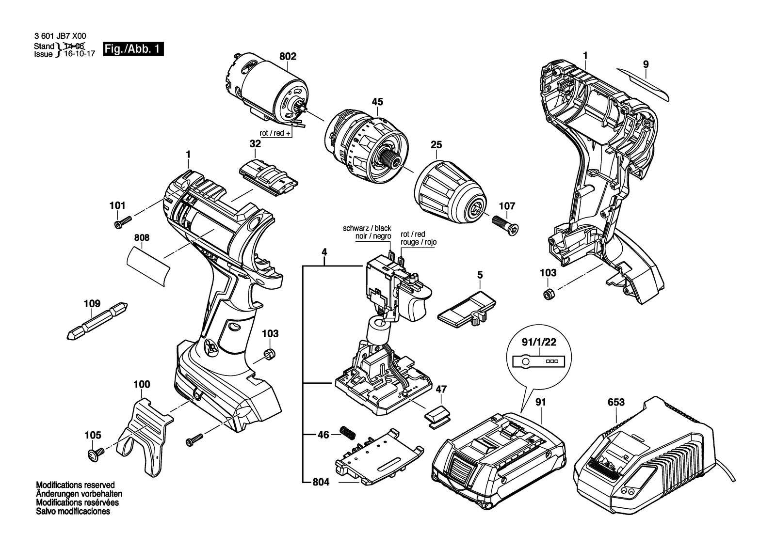 Bosch BS 14-A Light parts diagram, sheet 1