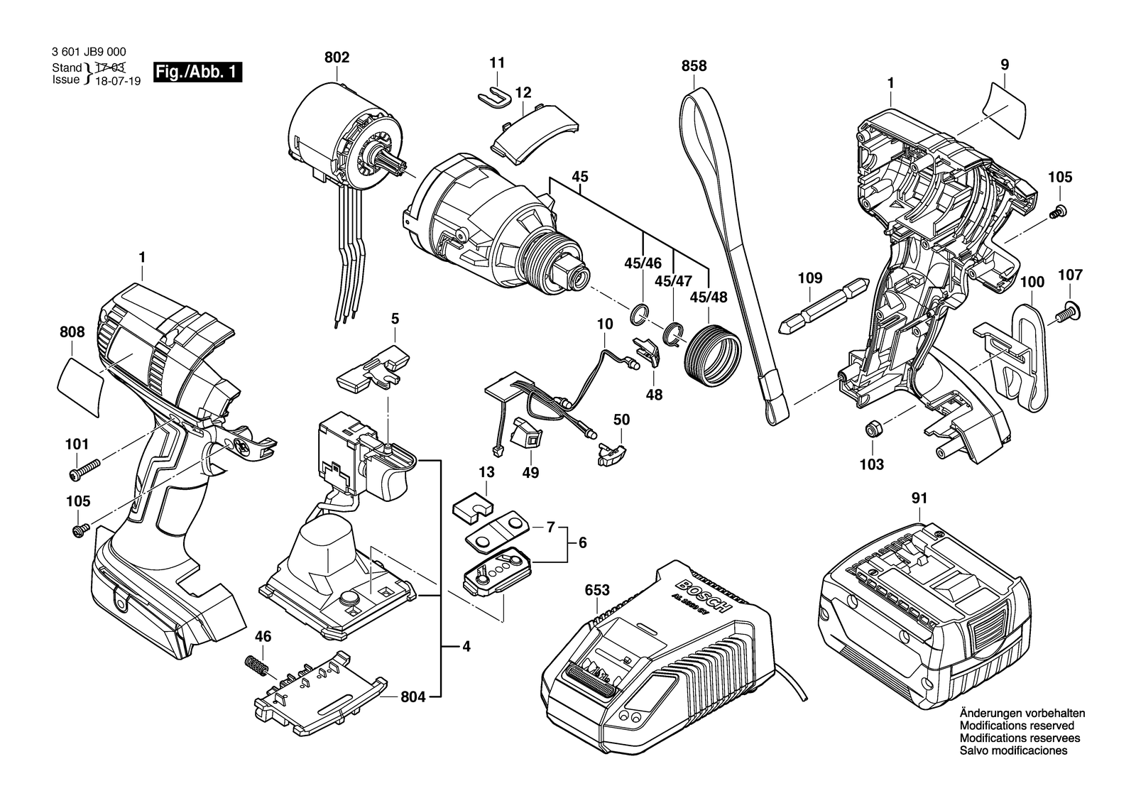 Bosch GDX 14,4V-EC parts diagram, sheet 1