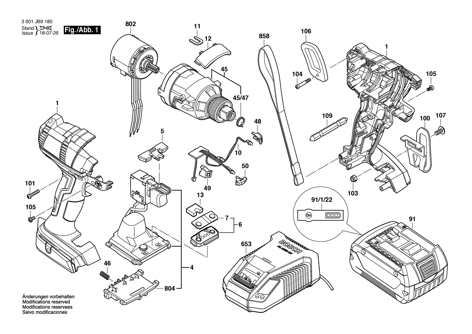 Bosch GDX 18 V-EC parts diagram, sheet 1