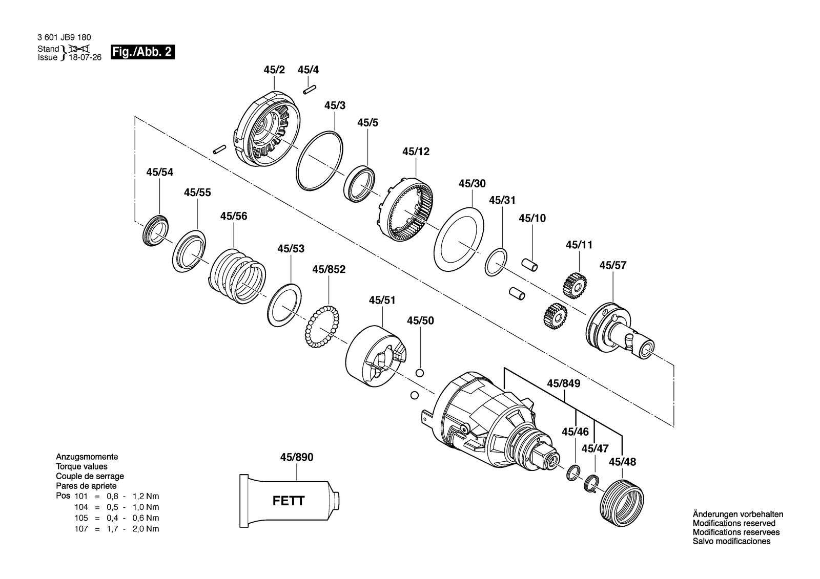 Bosch GDX 18 V-EC parts diagram, sheet 2