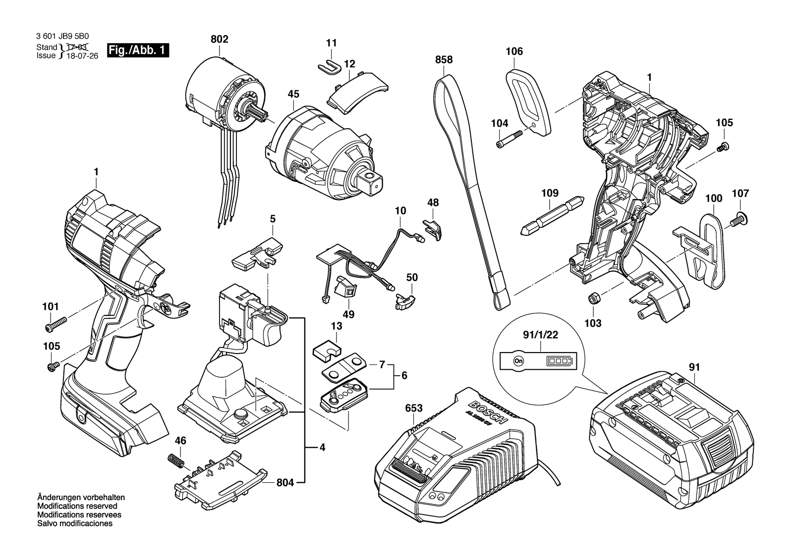 Bosch GDS 18 V-EC parts diagram, sheet 1