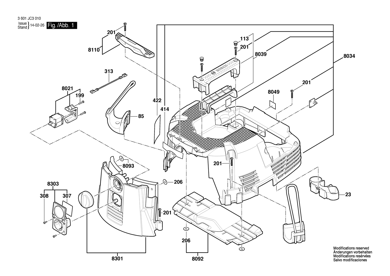 Bosch VAC090S parts diagram, sheet 1