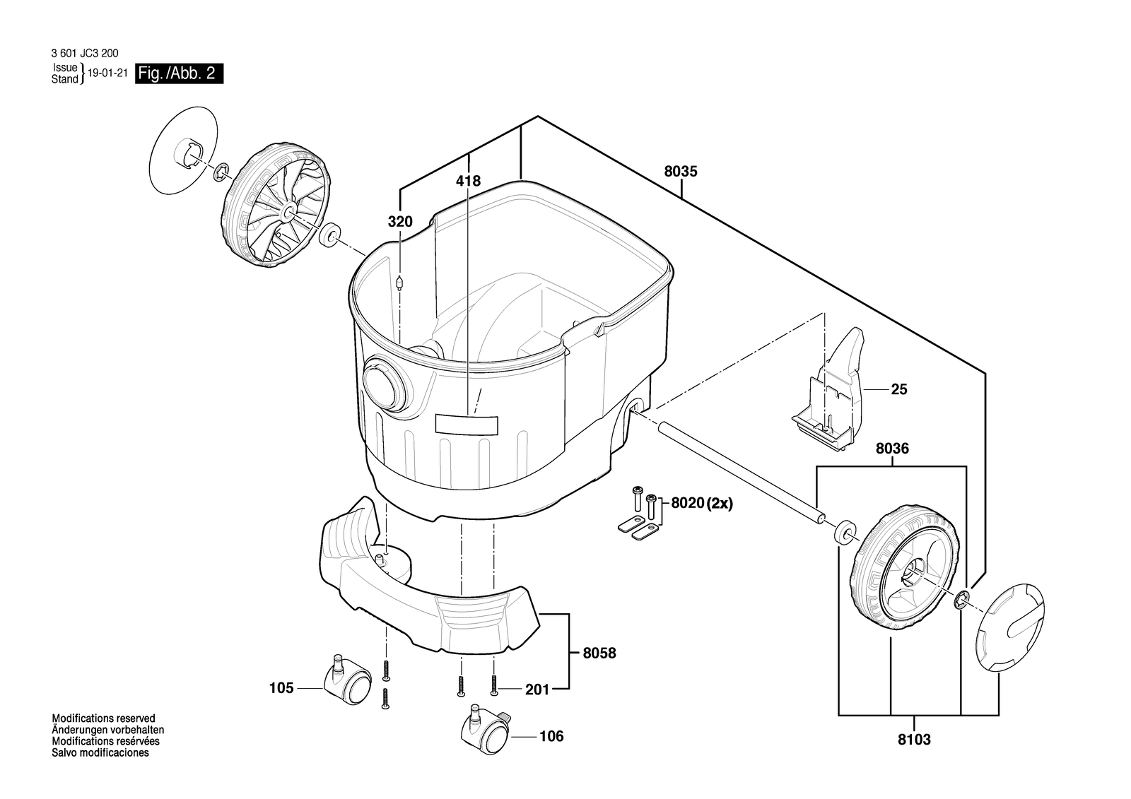 Bosch GAS 35 L AFC parts diagram, sheet 2
