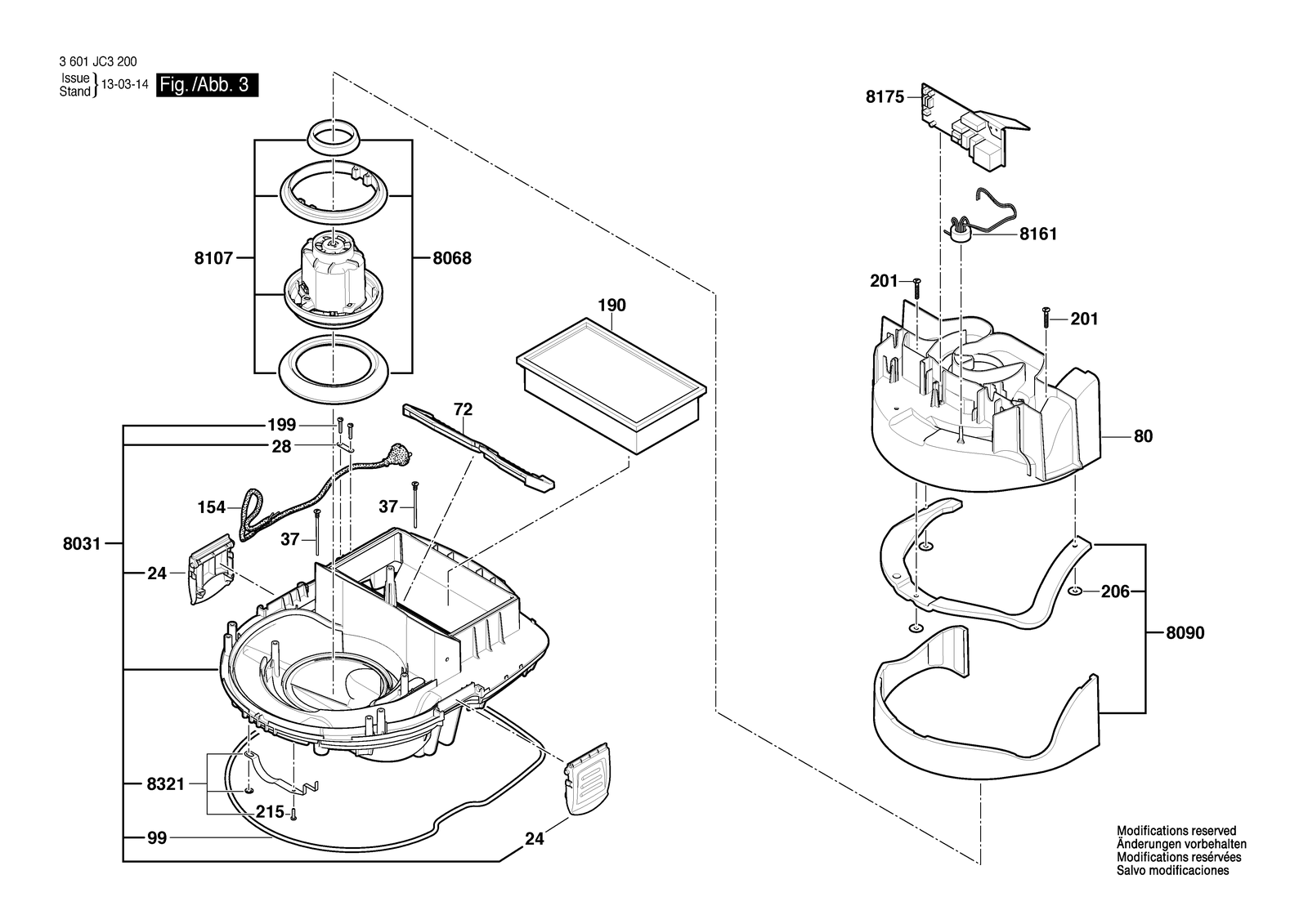 Bosch GAS 35 L AFC parts diagram, sheet 3