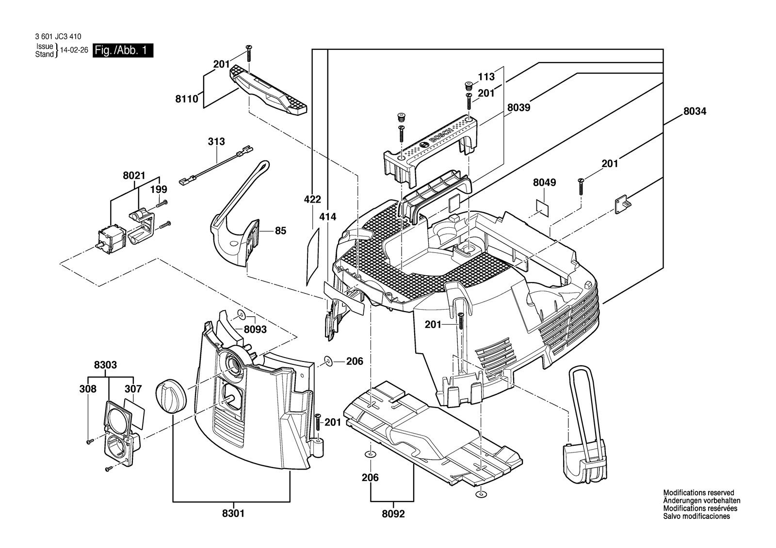 Bosch VAC090S parts diagram, sheet 1
