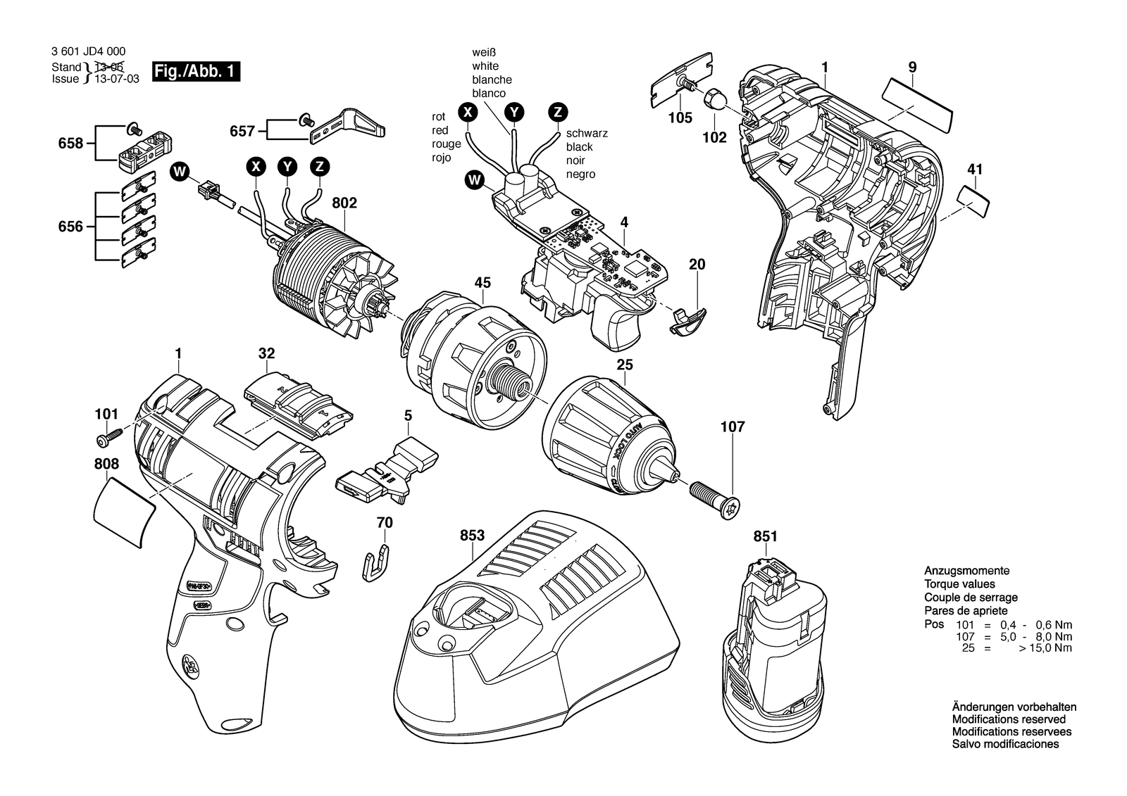 Bosch GSR 10,8 V-EC parts diagram, sheet 1