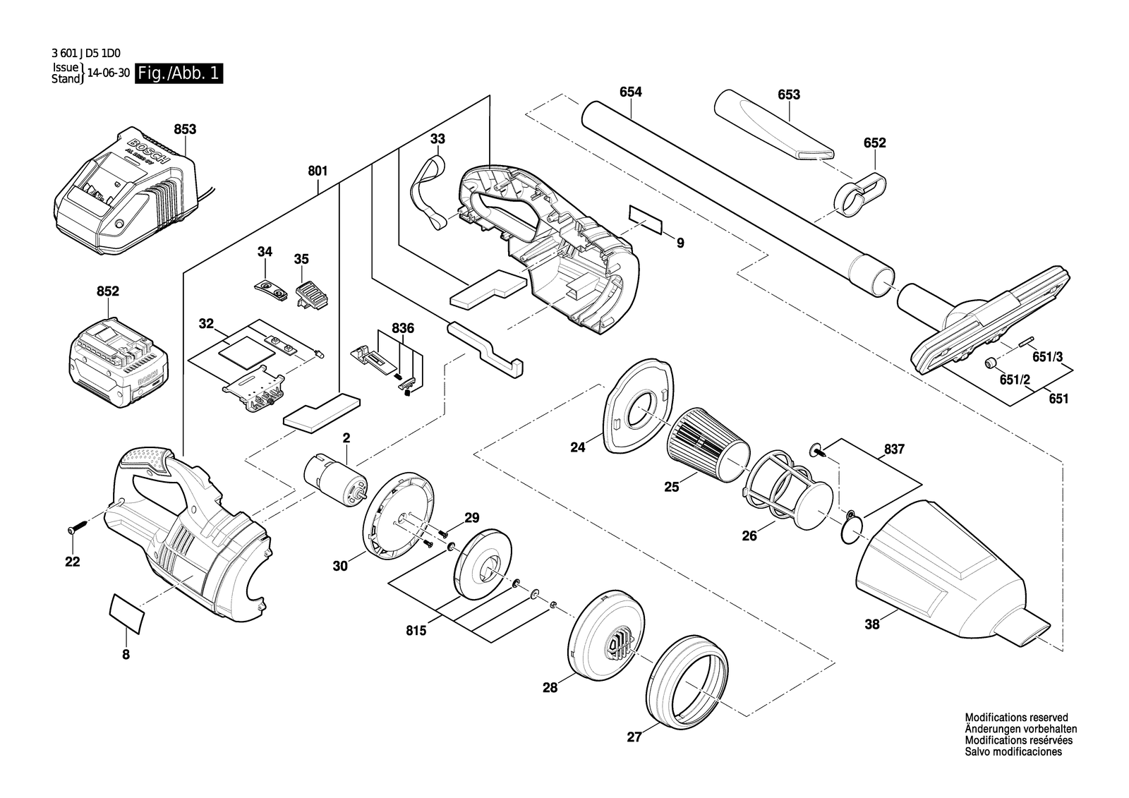 Bosch GAS 14,4 V-LI parts diagram, sheet 1