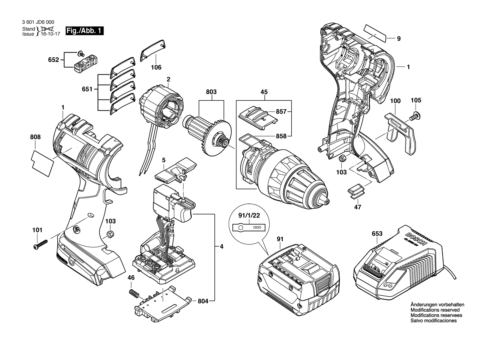 Bosch GSR 14,4V-EC parts diagram, sheet 1