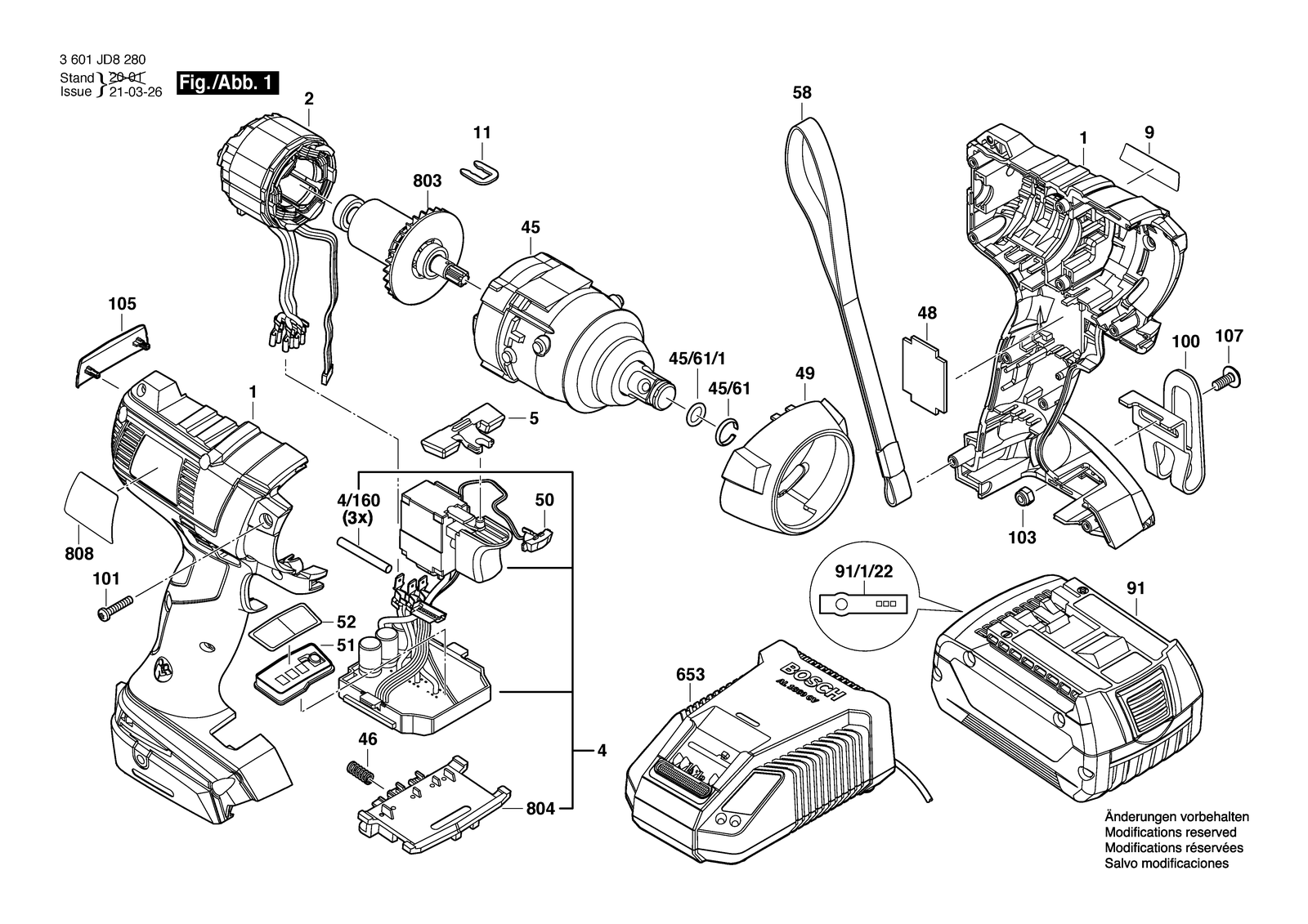 Bosch GDS 18V-300 parts diagram, sheet 1