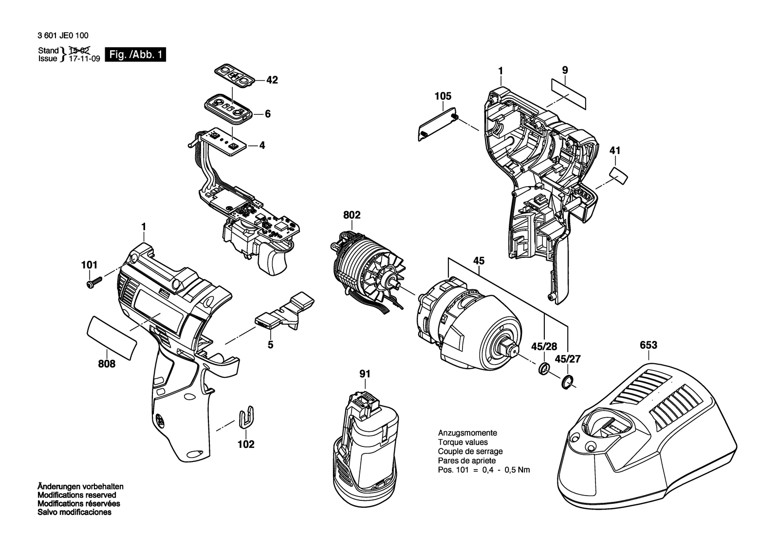 Bosch GDS 10,8 V-EC parts diagram, sheet 1