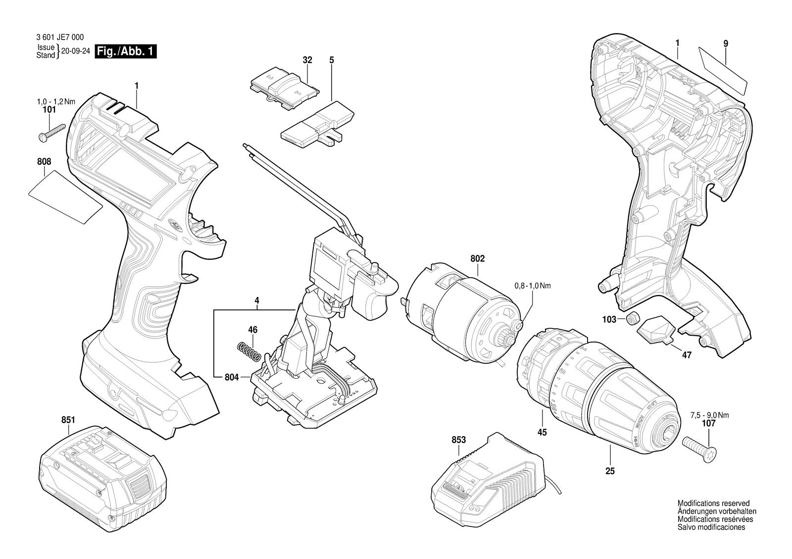 Bosch GSB 14,4-2-LI Plus parts diagram, sheet 1