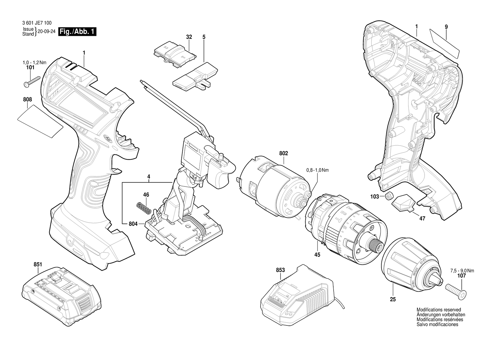 Bosch GSB 18-2-LI Plus parts diagram, sheet 1