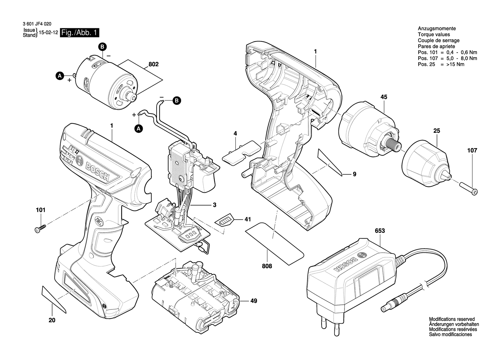 Bosch GSR 1000 parts diagram, sheet 1