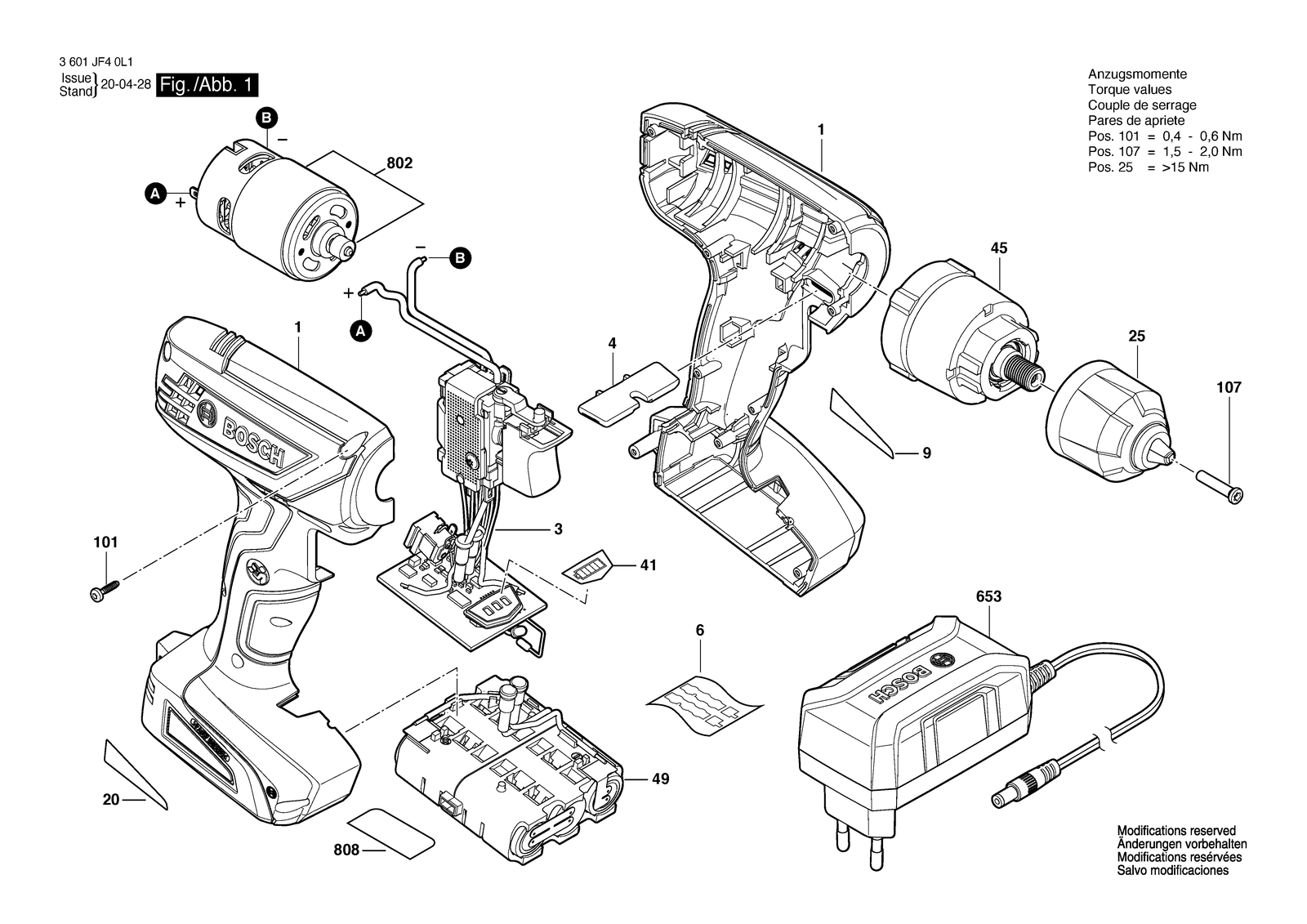 Bosch GSR 1000 parts diagram, sheet 1