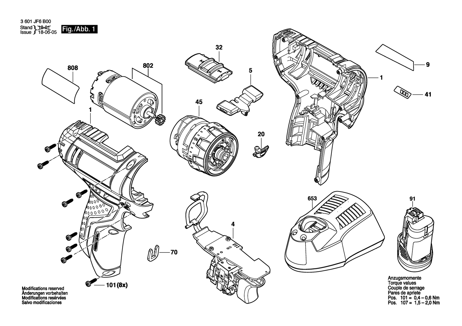 Bosch BACDCH 12V parts diagram, sheet 1