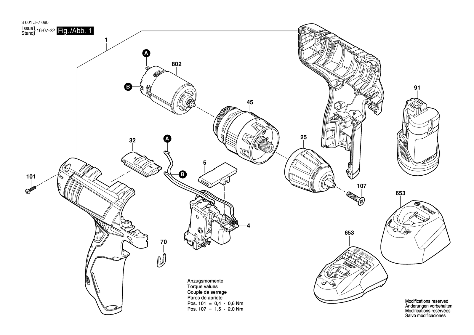 Bosch GSR 120 parts diagram, sheet 1