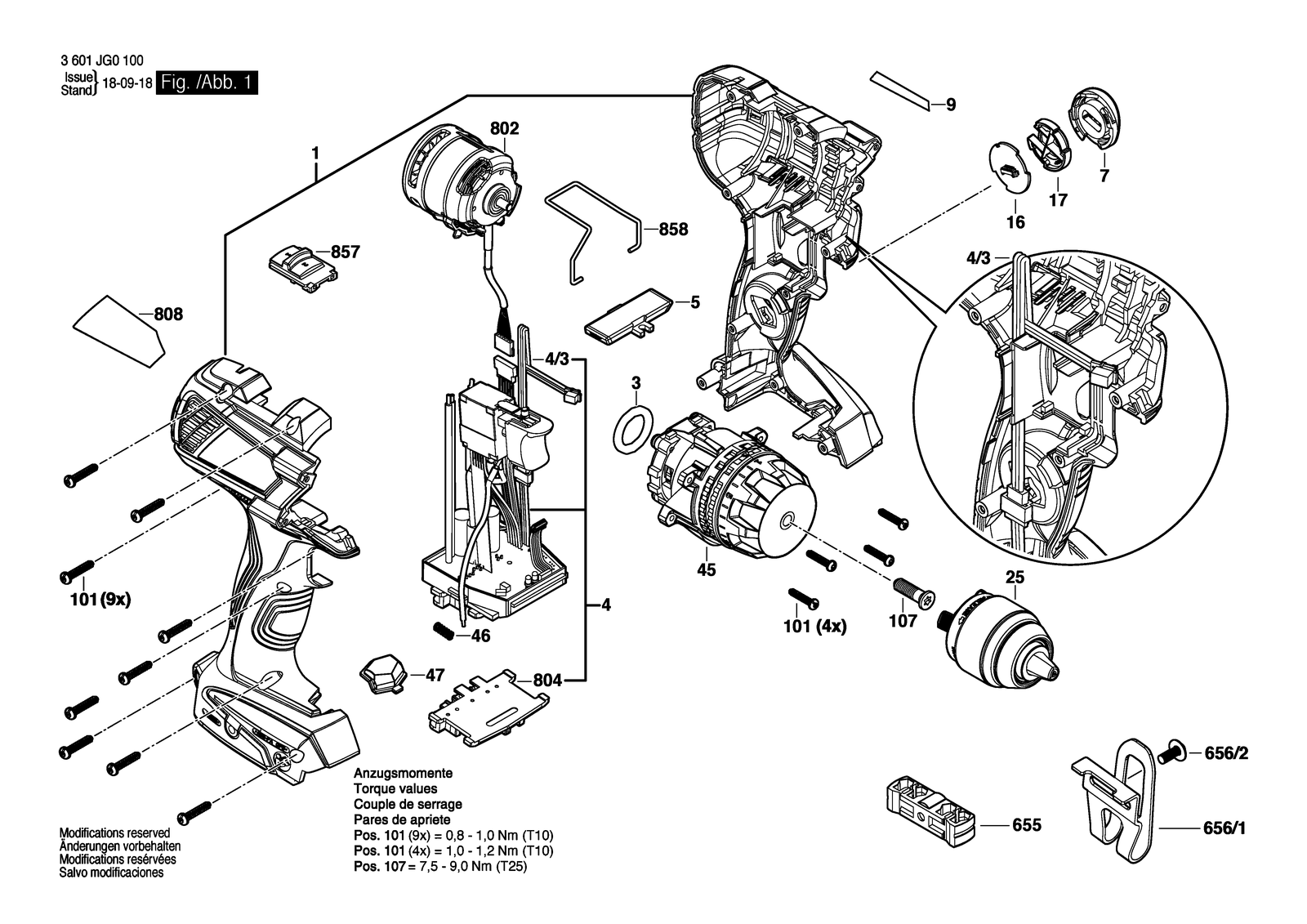 Bosch GSR 18V-110 C parts diagram, sheet 1
