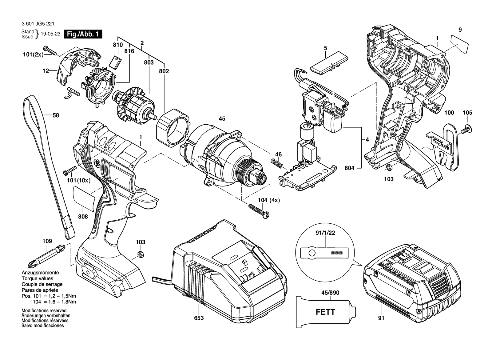 Bosch GDX 180-LI parts diagram, sheet 1