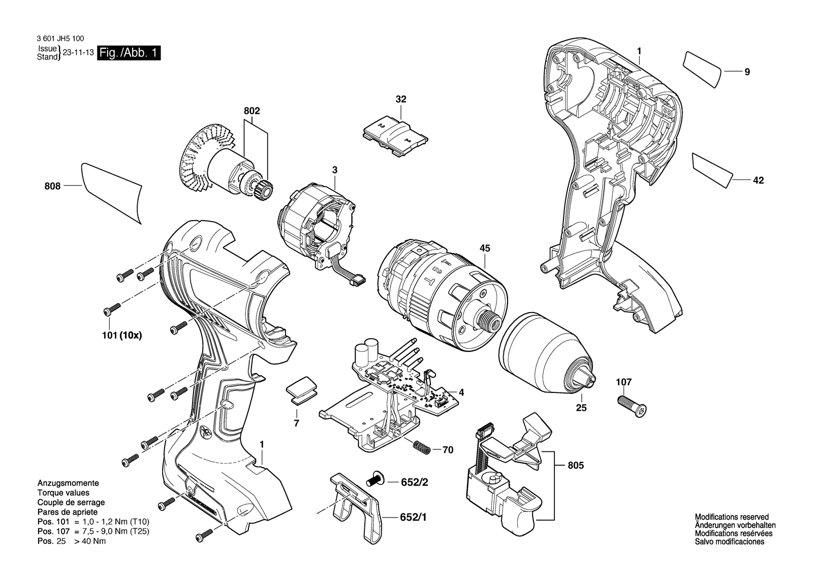Bosch GSB 18V-55 parts diagram, sheet 1