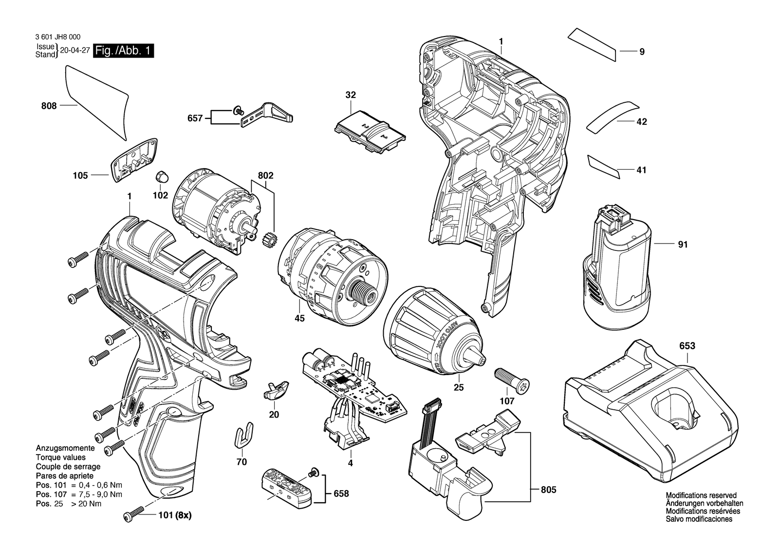 Bosch GSR 10.8V-35 parts diagram, sheet 1