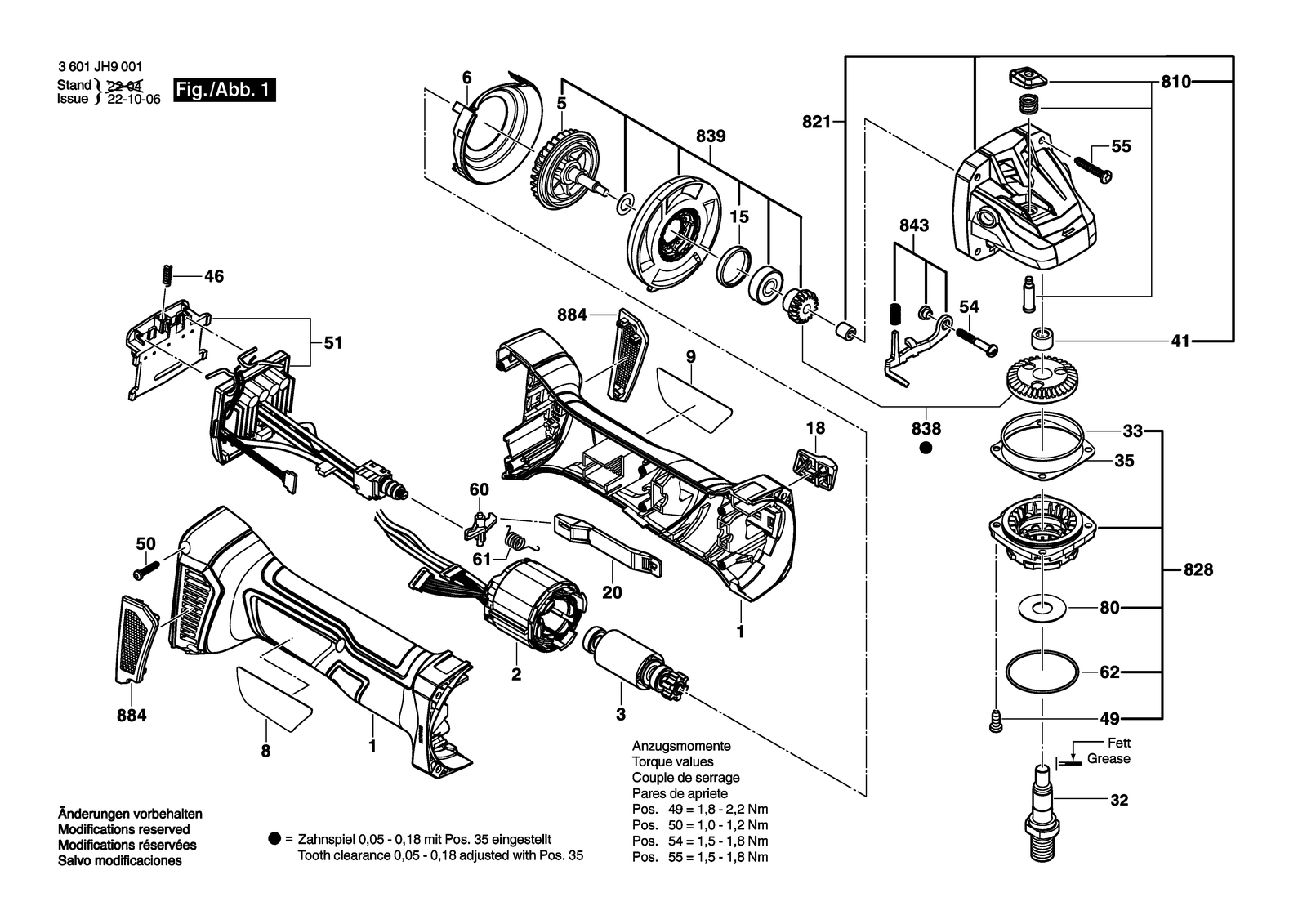 Bosch GWS 18V-7 parts diagram, sheet 1